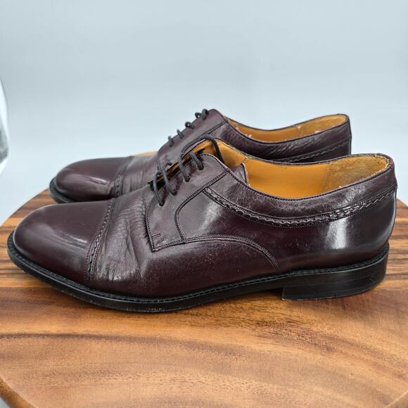 Mezlan Napoli Oxfords Men\'s 9 M Burgundy Leather Cap Toe Lace Up Dress Shoes main image 10